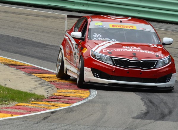 Nic Jonsson in Canada Corner at Road America in his Kia Optima.  [John Wiedemann Photo]