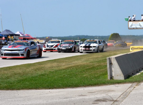 Tight racing during a restart late in the race at Road America.  [Russ Lake Photo]