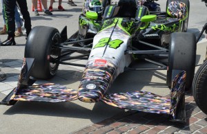 Townsend Bell's ride for the 2015 Indy 500 has a blur of color on the front depicting his run through the field last year in the 500. [John Wiedemann Photo]