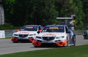 Peter Cunningham and teammate Ryan Eversely in their RealTime Racing Acuras. [ Photo credit: Acura Motorsports/Exclusive Sports Car Photography]