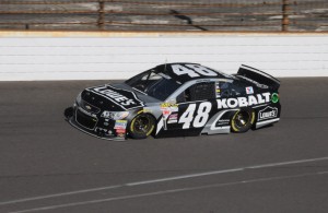 Jimmie Johnson, 2nd quick in Brickyard 400 practice. [Father Dale Grubba photo]