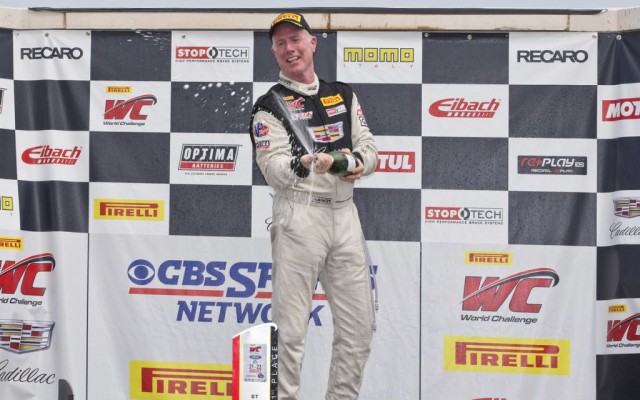 Johnny O’Connell celebrates in victory lane.  (John Machaqueiro/Cadillac Photo)