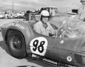 Carroll Shelby, the racer, is shown here in the Birdcage Maserati he so skillfully piloted, sans signature bib overalls. Shelby looks right at home. Note the race no. 98, which would later become Ken Miles' number of choice, and the Autolite sponsorship—odd, for an Italian sports racing car.  [Photo courtesy of Shelby American, Inc.]