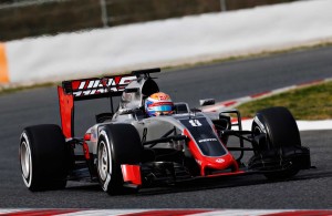 Romain Grosjean takes the Haas F1 Team ride out on the track for the first time at the Circuit de Barcelona – Catalunya.[Credit: LAT Photographic]