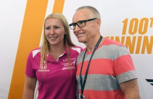 Mark Martin, with Pippa Mann, stopped by Indianapolis to check out the 100th running of the Indy 500. [Russ Lake Photo]