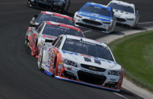 Tony Stewart in turn one at the Indianapolis Motor Speedway. [John Wiedemann Photo]