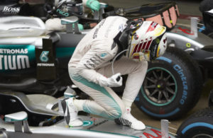 Lewis Hamilton celebrates victory in the 2016 Brazilian Grand Prix. [Photo courtesy Mercedes AMG F1]