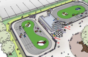 Concept drawing of the Indianapolis Motor Speedway Pedal Car Racetrack Experience
