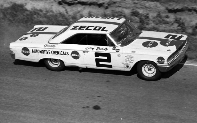 Don White driving the Zecol-Lubaid 1963 Ford finished second. [Photo by Russ Lake]