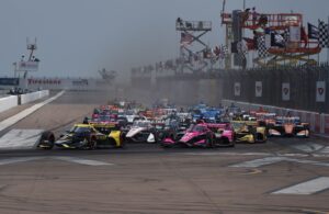 The opening lap of the 2021 Firestone Grand Prix of St Petersburg. [Chris Owens Photo]