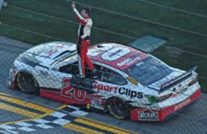 Busch Clash winner Eric Jones salutes the crowd. [Joe Jennings Photo]