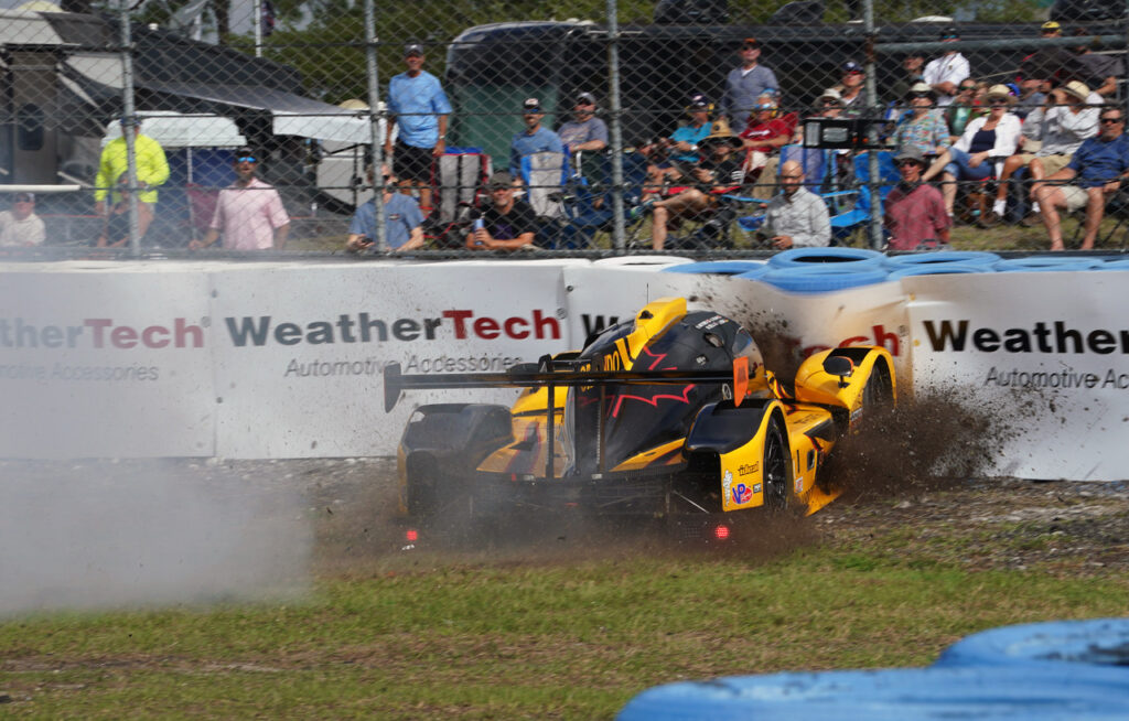 Into the tire wall at Turn 2. [Jack Webster photo]