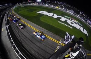 William Byron crosses the finish line to win the NASCAR Cup Series Bluegreen Vacations Duel 2 at Daytona International Speedway. [Credit: Jared C. Tilton/Getty Images]