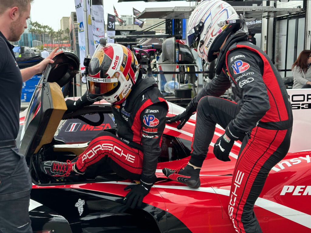 Nick Tandy and Mathieu Jaminet practicing driver change. [Eddie LePine photo]