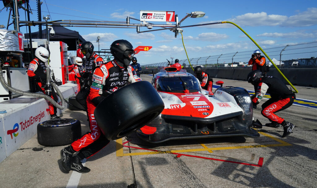 The WEC winning Toyota makes a pit stop for full service. [Jack Webster Photo]