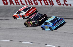 Throwback paint schemes with Kyle Larson, Austin Dillon and Chris Buescher during the NASCAR Cup Series Goodyear 400 at Darlington Raceway. (Photo by Sean Gardner/Getty Images)
