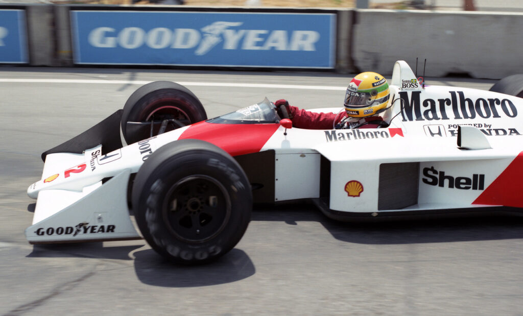 Senna at Detroit, 1988. [Eddie LePine photo]