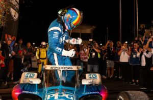 Josef Newgarden in victory lane after winning the Bommarito Automotive Group 500. [Media Credit-Penske Entertainment: James Black]