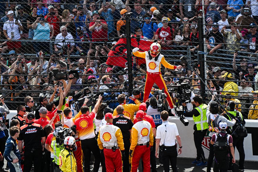 Josef Newgarden celebrates his win - 107th Running of the Indianapolis 500 Presented By Gainbridge - By: James Black