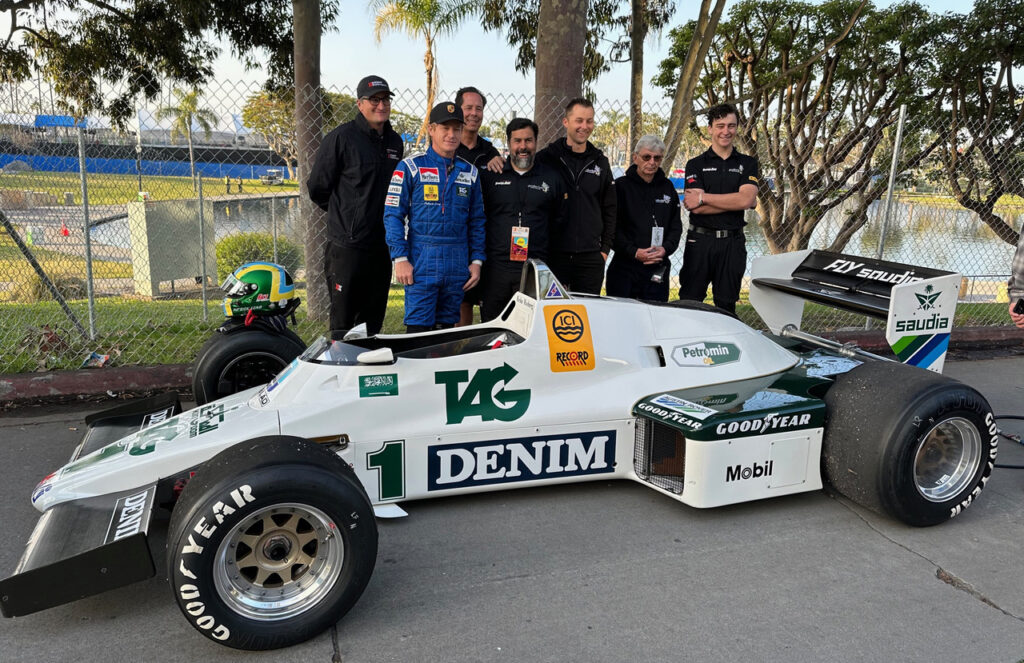 Historic Formula One winner Patrick Long and the Williams. [Eddie LePine photo]