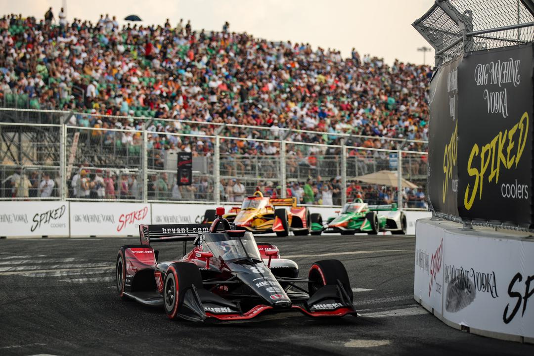 Marcus Ericsson leads the 2021 Big Machine Music City Grand Prix on the Streets of Nashville. [Media Credit-Penske Entertainment: Joe Skibinski]