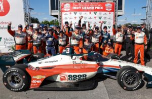 Scott McLaughlin and team celebrate their win at the Children's of Alabama Indy Grand Prix. [Media Credit - Penske Entertainment: Chris Owens]