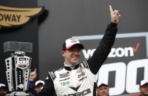 AJ Allmendinger wins the Verizon 200 at the Brickyard. [Media Credit: Penske Entertainment: Chris Jones]